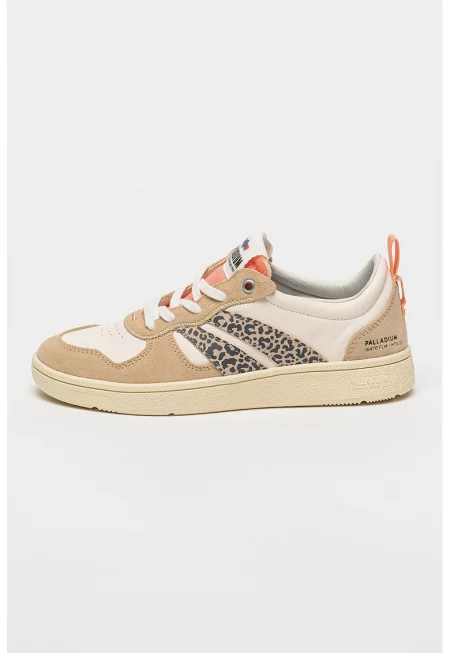 Спортни обувки с велур - Бежов/Мандарина/Мръснобял