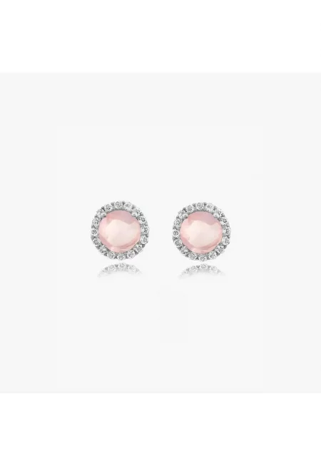 Сребърни обеци Keira - розов кварц