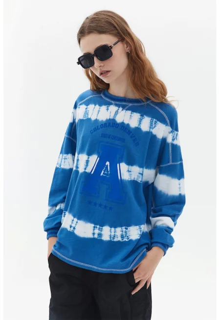 Суитшърт с паднали ръкави и принт