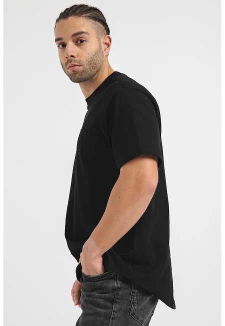 Тениска от органичен памук с овален подгъв - Черен