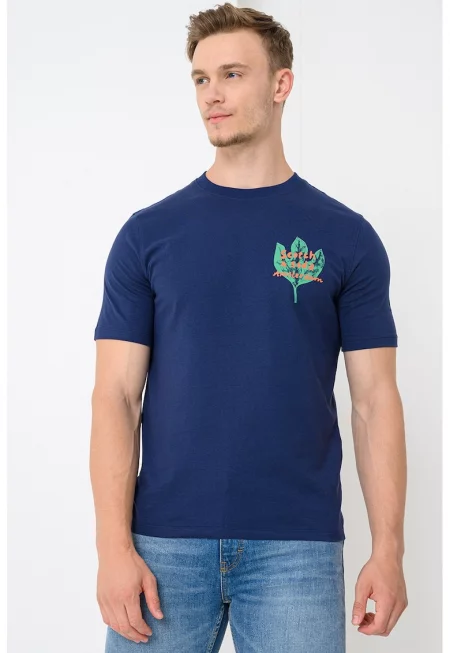 Тениска от памук с шарка на гърба