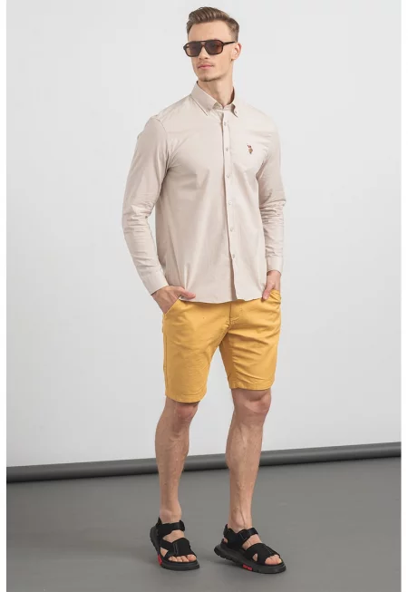 U.S. Polo Assn - Памучна риза с яка с копчета