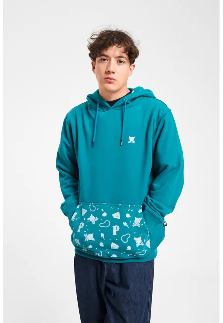 Унисекс худи с джоб тип кенгуру - Петролно синьо