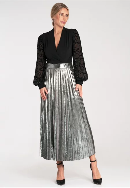 Вечерна пола  сребриста - лека материя - полиестер - един размер