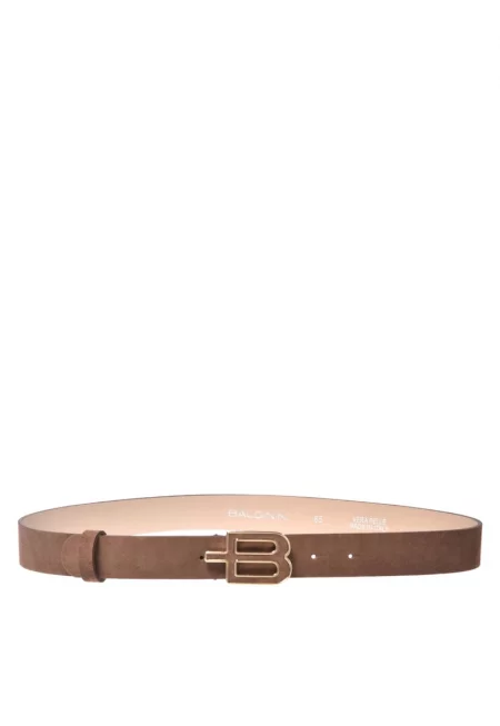 Велурен колан с тока с лого