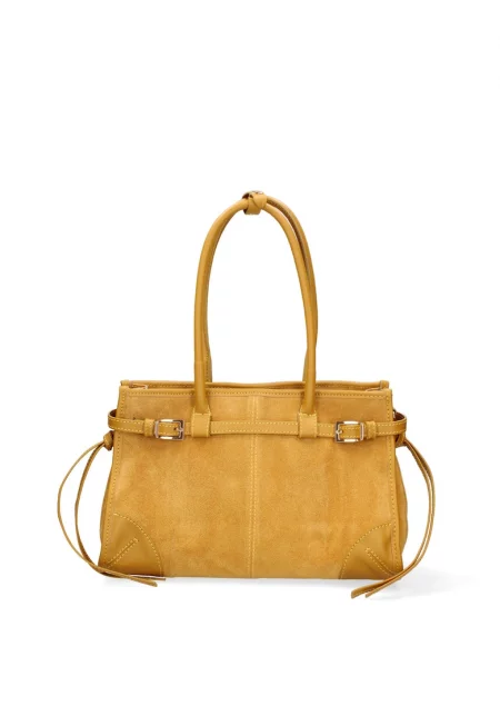 Велурена чанта за рамо Novara Ultra - Синапено жълто