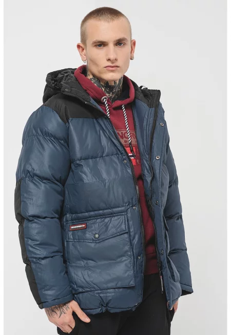 Зимно яке Cisar с качулка - Черен/Тъмносин