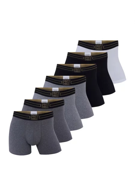 Боксерки с памук - 7 чифта - Бял/Черен/Сив