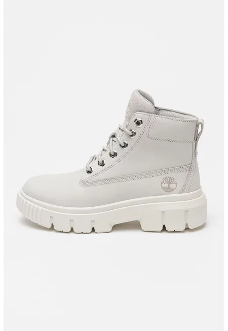 Боти от набук - Светло сив