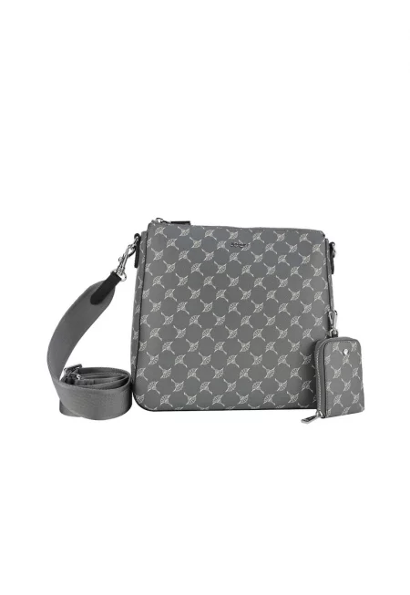 Чанта през рамо Jasmina от еко кожа с лого - Бял/Антрацитно сиво