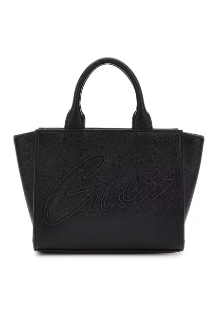 Чанта през рамо от еко кожа с бродирано лого - Черен