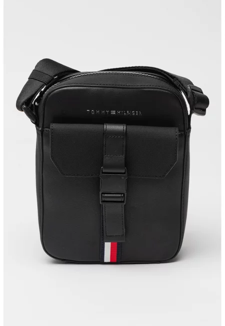 Чанта през рамо от еко кожа с тока - Черен