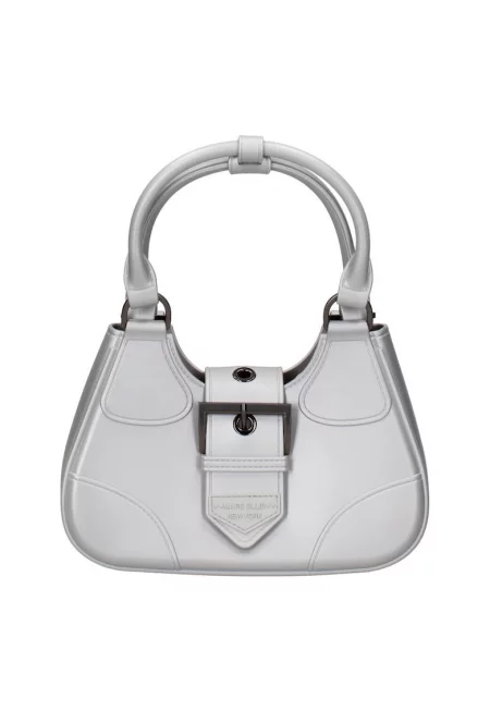 Чанта през рамо от еко кожа с тока - Сив/Светло сив