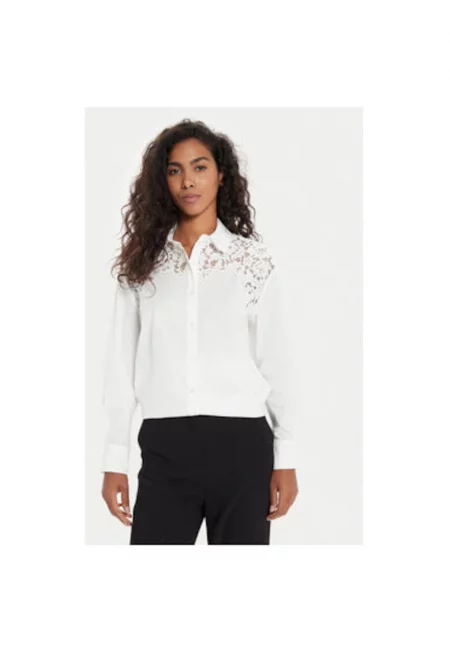 Дамска риза -  304480539 - Памук/Полиамид - Бяла - Бял