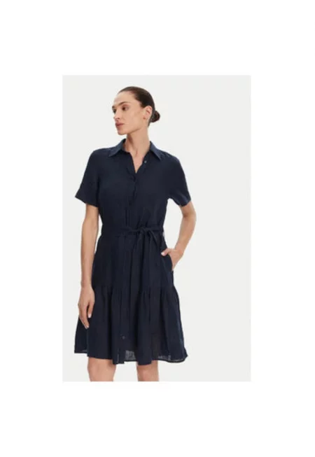 Дамска риза  4503434 - Лен - Тъмносин - Тъмносин