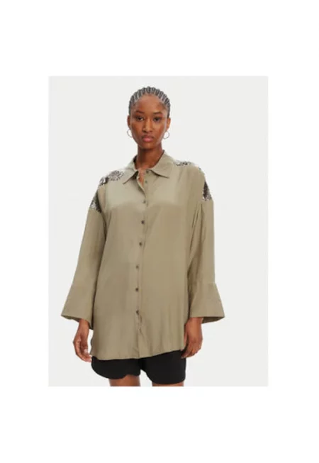 Дамска риза  53-7027 - вискоза/лен - зелена