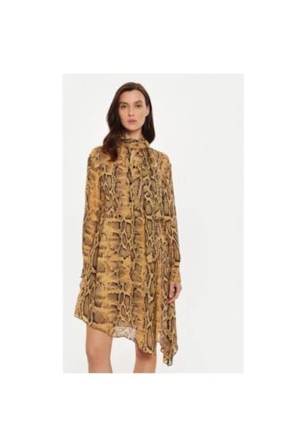 Дамска рокля -  304280368 - Вискоза - Кафяв - Кафяв