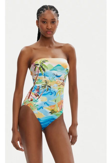 Дамски бански костюм -  304991523 - Найлон/Еластан - Многоцветен - Многоцветен