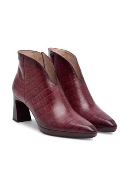 Дамски боти -  естествена кожа - червен