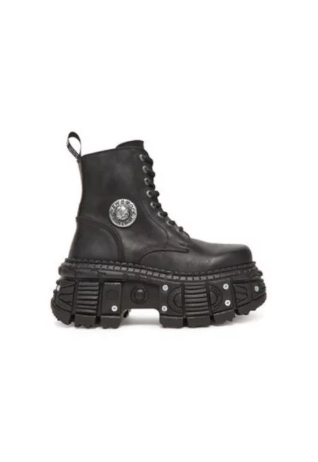 Дамски боти  M-OVERZTANK001-C1 - Естествена кожа - Черен - Черен