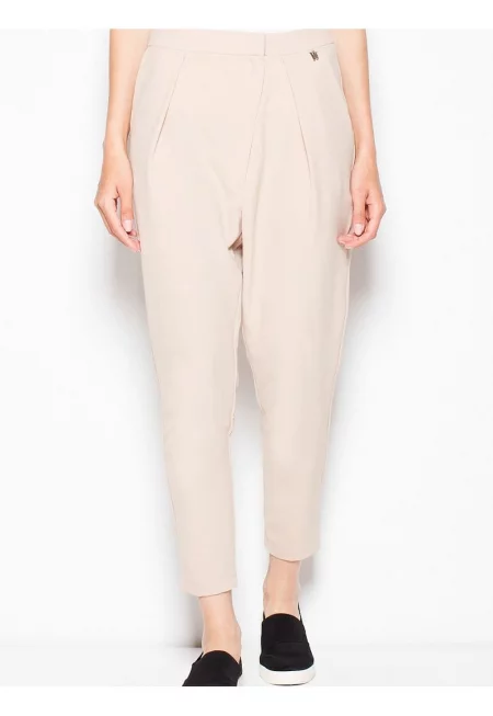 Дамски панталон  стеснен - удобен - бежов - полиестер