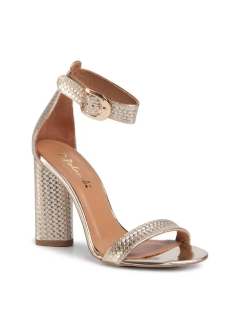 Дамски сандали -  207524927 - Златни - Естествена кожа -