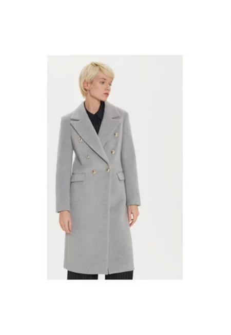 Дамско палто -  304973482 - Полиестер/Вълна - Сиво - Сив