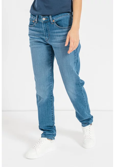 Дънки Boyfriend със средновисока талия - Син