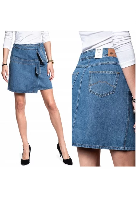 Дънкова пола - Мустанг - Пола с прехлупване - Кройка: Стандартна - Закопчаване: Катарама - Състав на материала: 100% Памук - Доминиращ модел: ...