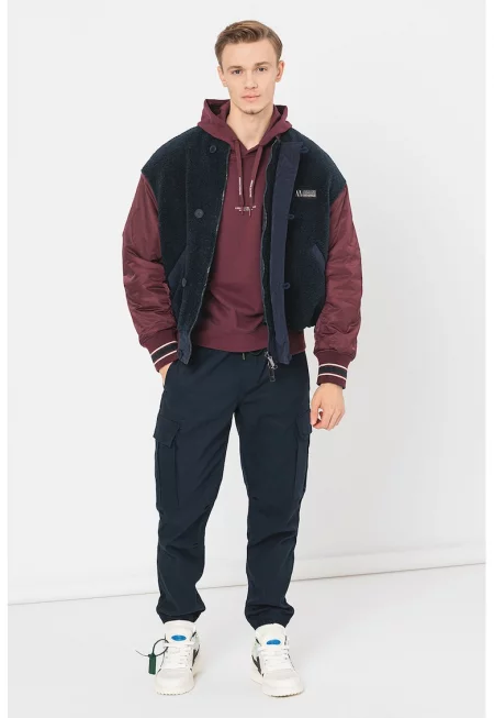 Двулицево зимно яке с вата - Бордо/Тъмносин