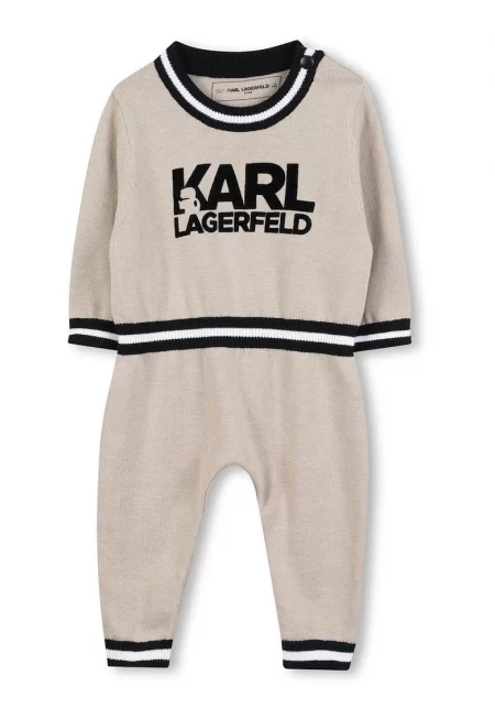 Фино плетен гащеризон с лого - Черен/Бежов