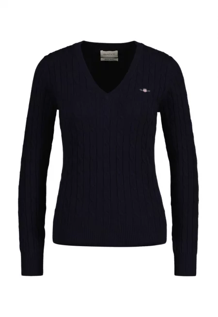 Фино плетен слим пуловер - Син