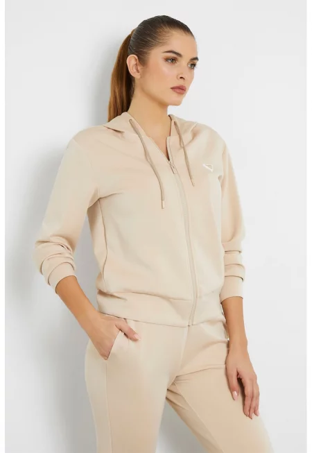 Фитнес худи с модал - Светло бежово