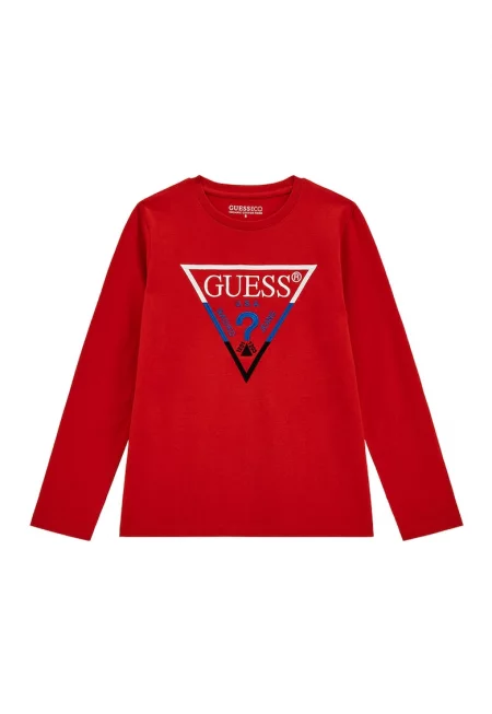 GUESS - Блуза с овално деколте и бродирано лого