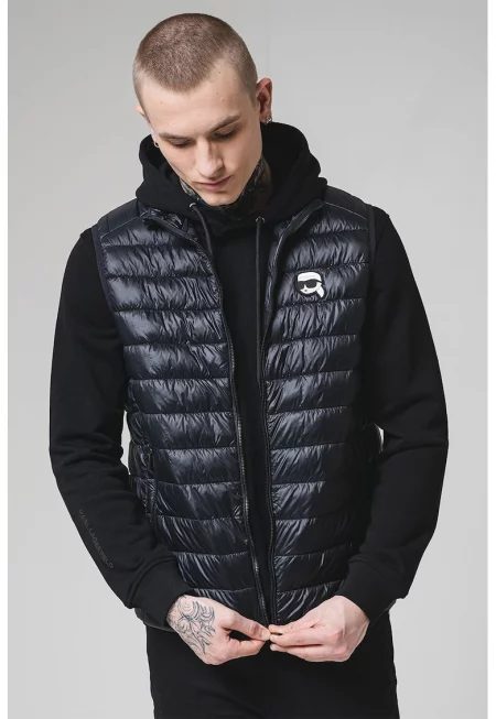 Капитониран елек с джобове - Черен