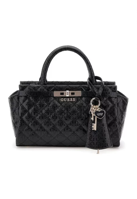 Капитонирана чанта за рамо от еко кожа - Черен