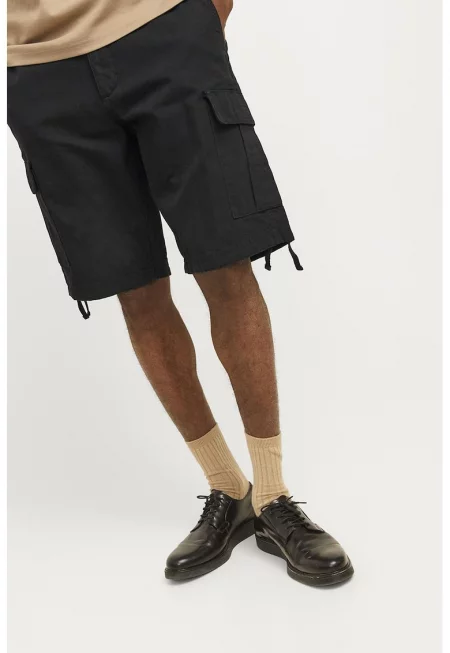 Карго бермуди със средновисока талия - Черен