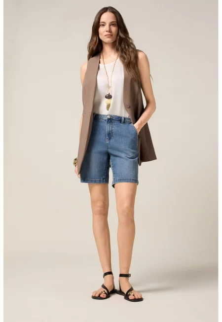 Къс панталон от деним - Светлосин