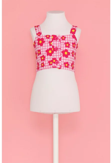 Къс топ с принт