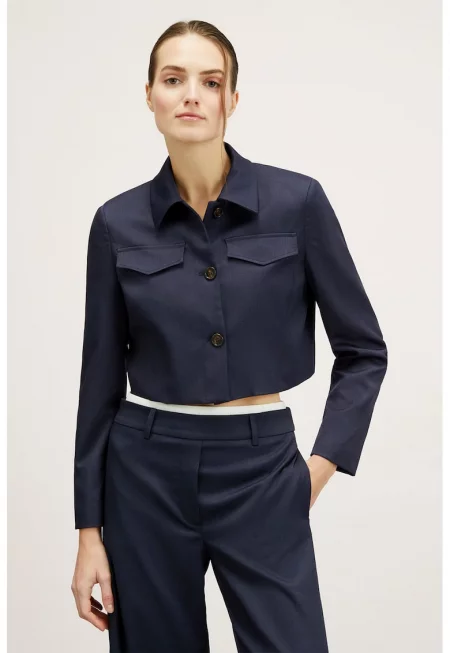 Късо яке с джобове на гърдите - Тъмносин