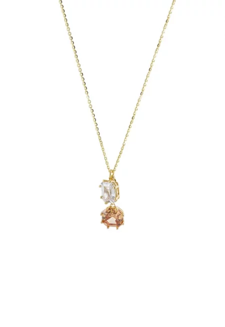 Колие с 18k злато и циркони - Златист/Бежов
