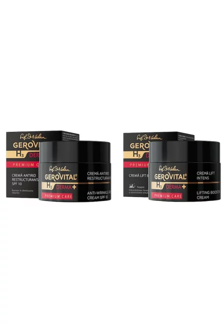 Комплект  H3 Derma + Premium Care: Реструктуриращ крем против бръчки SPF 10 – Филър без игли - стегнатост и еластичност - UV защита и хидратация - 50 мл + ...