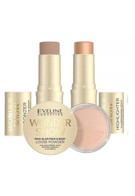 Комплект хайлайтър - бронзант и озаряваща пудра Eveline - Wonder Show