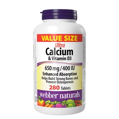 Костна система - Ултра Калций 650 mg + Витамин D3 400 IU, 280 таблетки