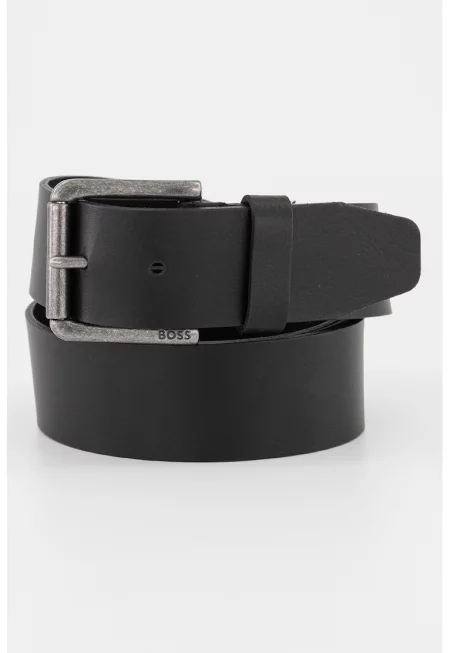 Кожен колан Joris с лого - Черен