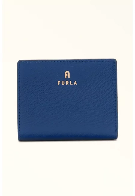 Кожен портфейл Camelia с метално лого - Тъмносин