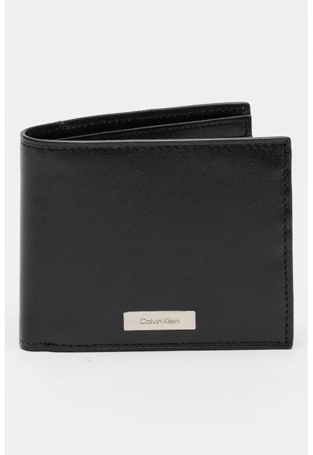 Кожен портфейл с лого - Черен