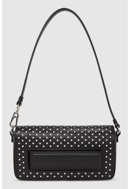 Кожена чанта с капси - Черен