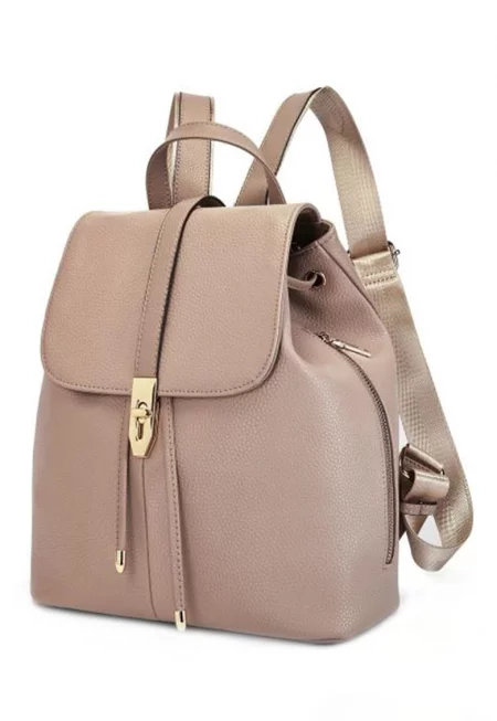 Кожена раница Milo с регулируеми презрамки - Розова сьомга