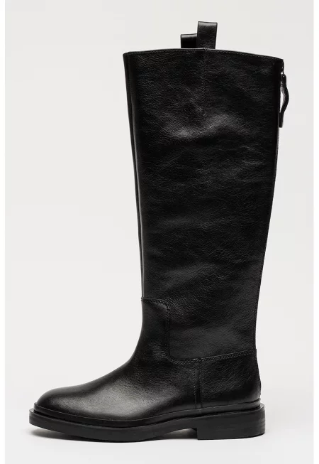 Кожени ботуши Previa-High с цип отзад - Черен
